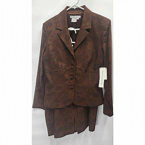 New Maggy London Espresso Muted Floral 2 Pcs Skirt‎ Suit Set Size 10 MSRP: $187